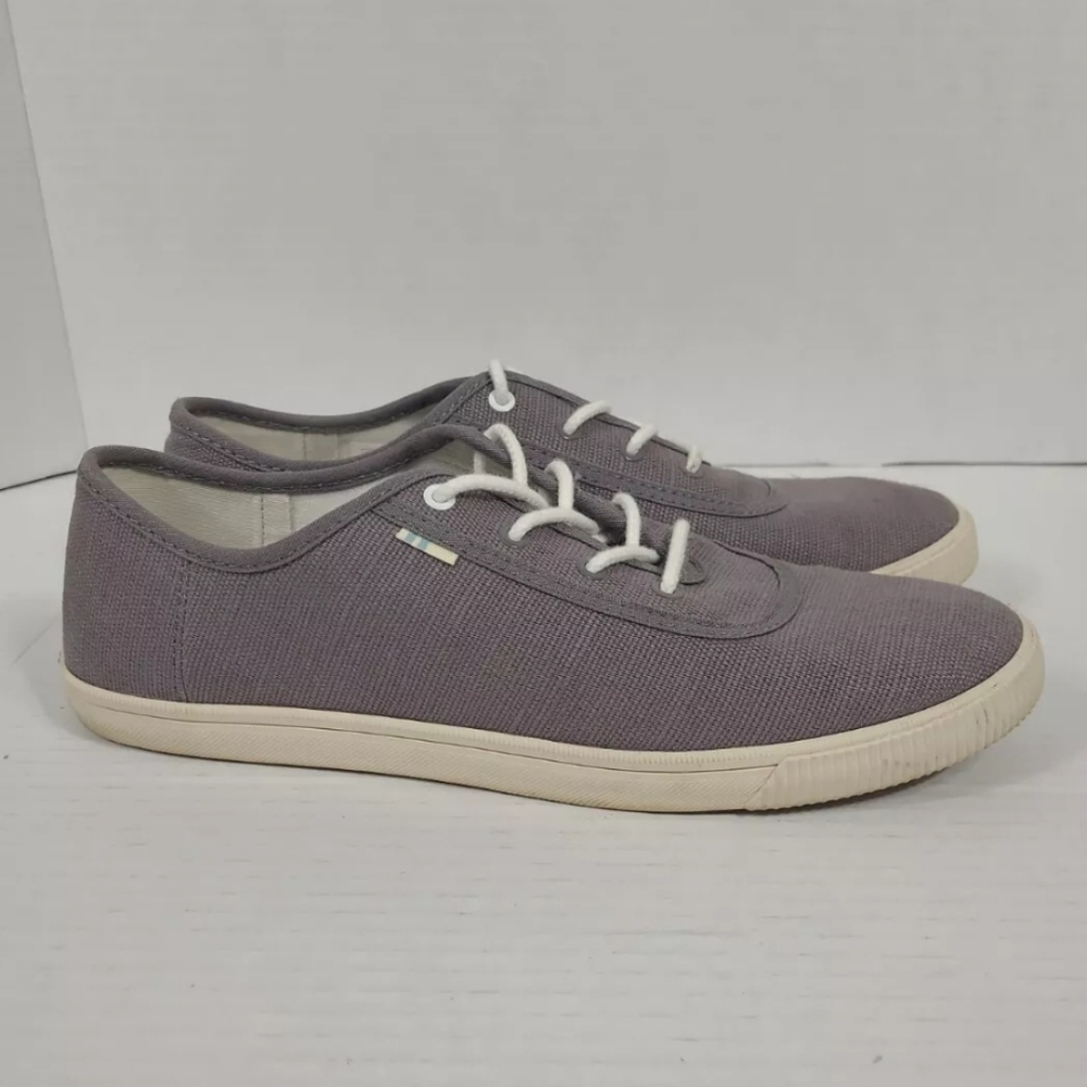 Toms Camel Sneaker Heritage Gray Canvas Low Top‎ Lace-Up Women's size 9